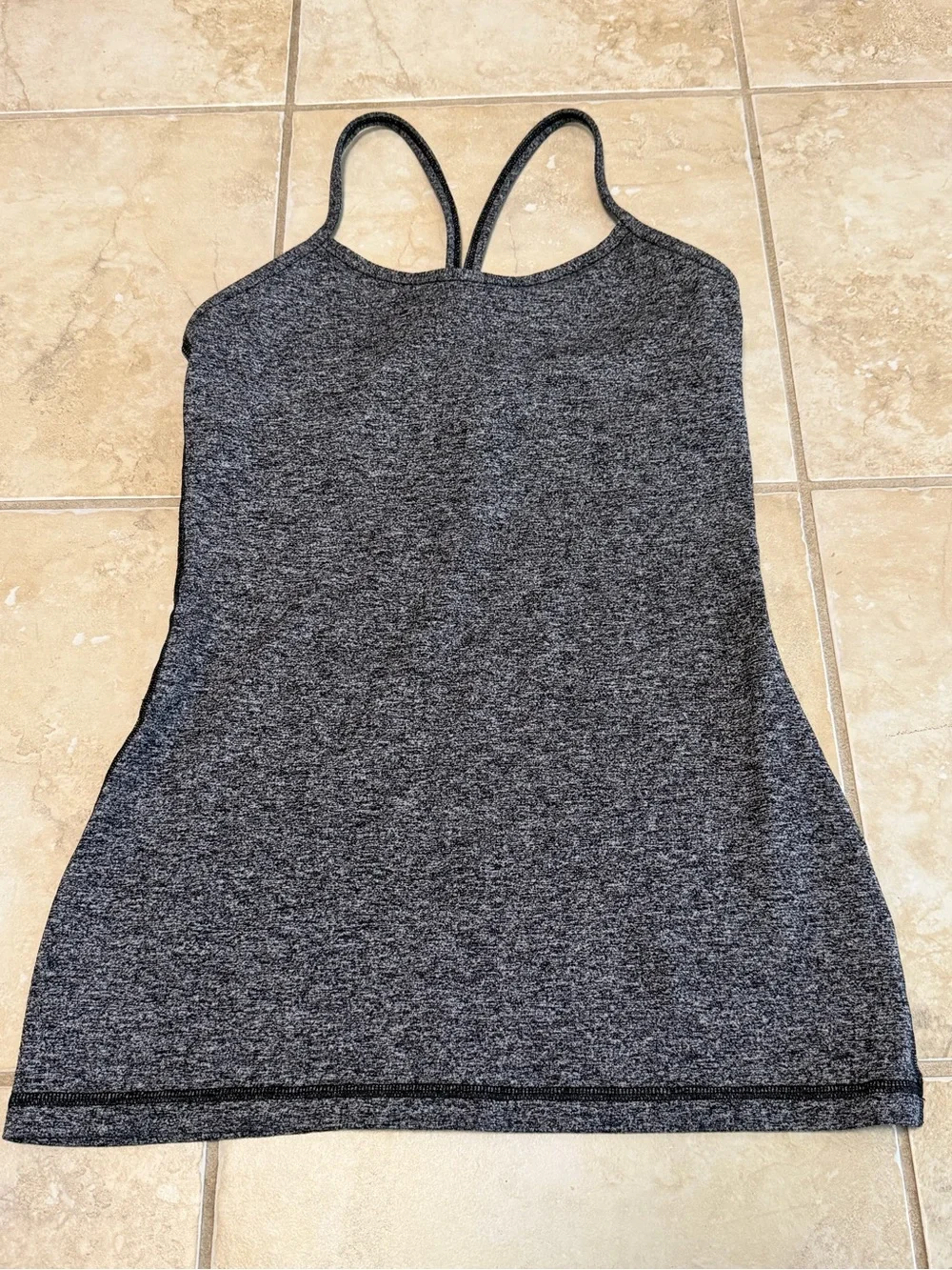 Lululemon Women’s Tank Top Size S Gray Heather Built-In Bra Strappy Yoga Athleti
